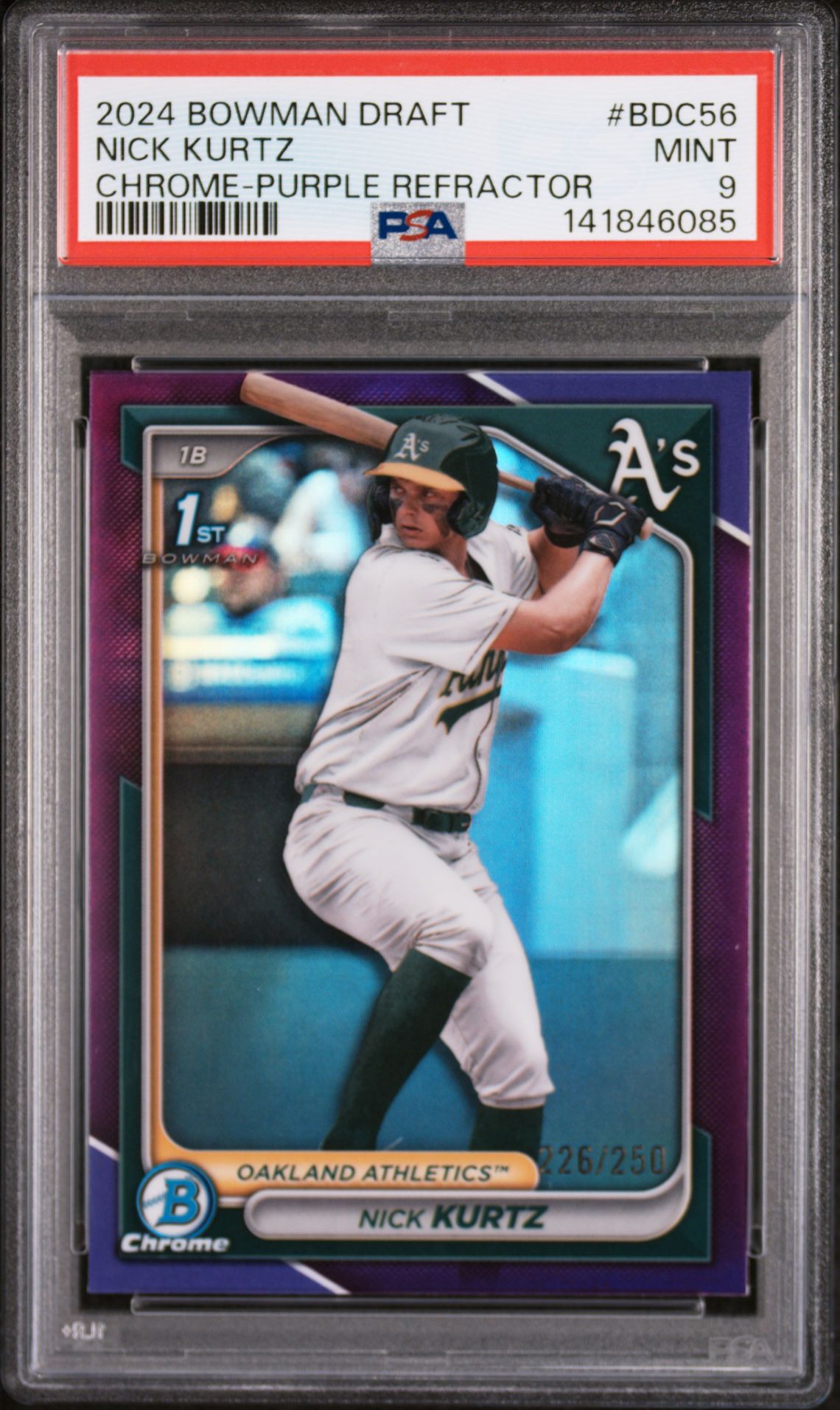 2024 Bowman BOWMAN DRAFT CHROME-PURPLE REFRACTOR #BDC56 Nick Kurtz front