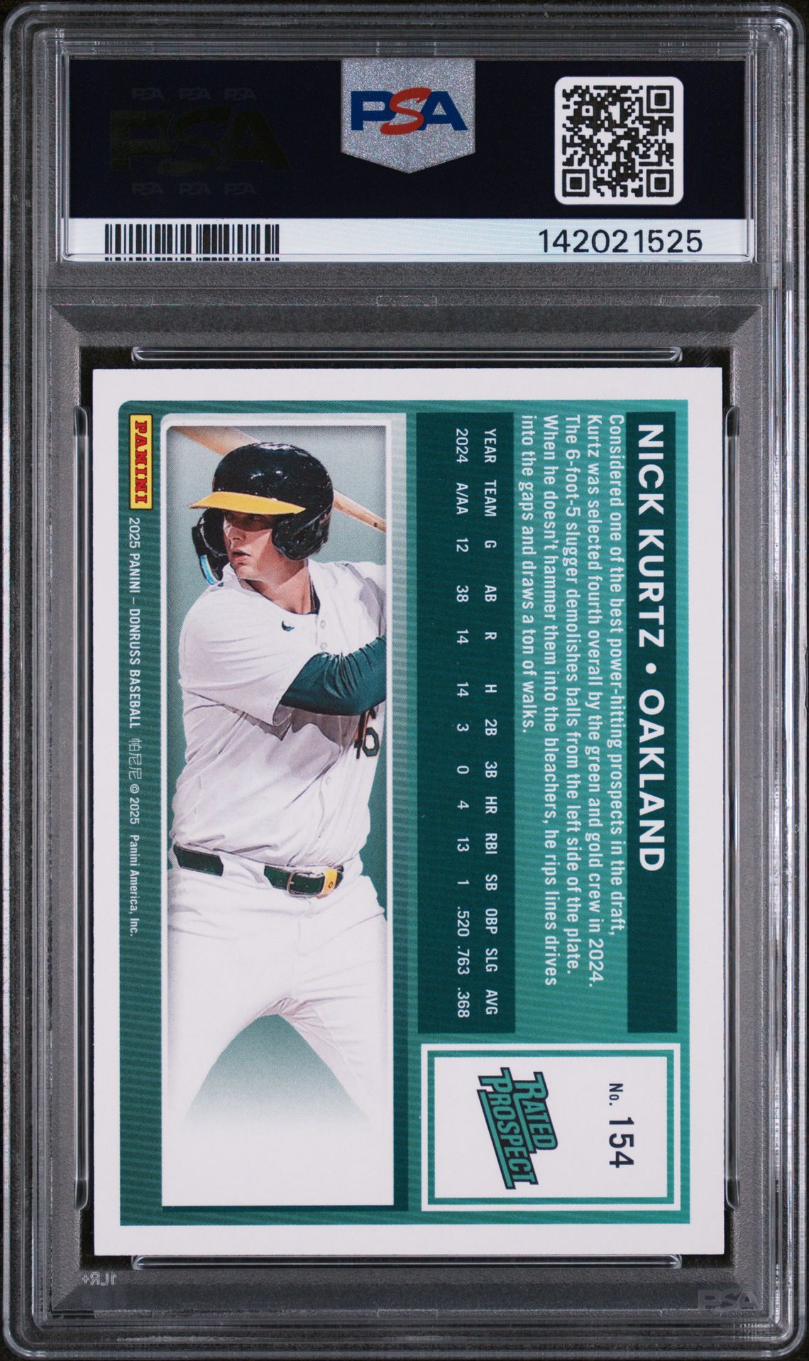 2025 Panini Donruss Nick Kurtz #154 (Purple Laser) Mint 9 back