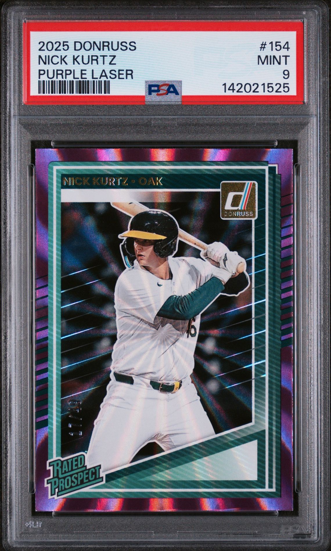2025 Panini Donruss Nick Kurtz #154 (Purple Laser) Mint 9 front