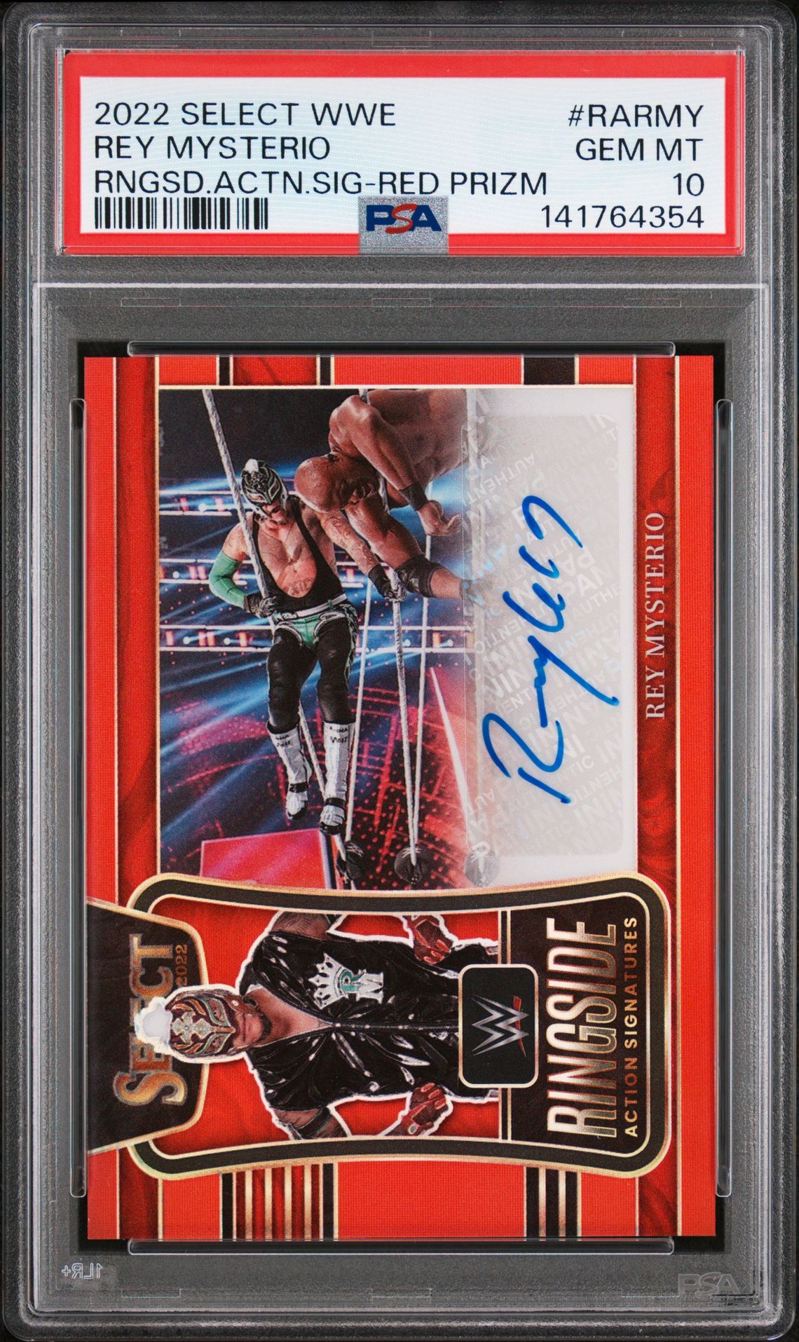 2022 Panini PANINI SELECT WWE RINGSIDE ACTION SIGNATURES Red #RARMY Rey Mysterio front