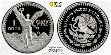 1991-Mo Onza Libertad Ag KM-494.3 PR69DCAM