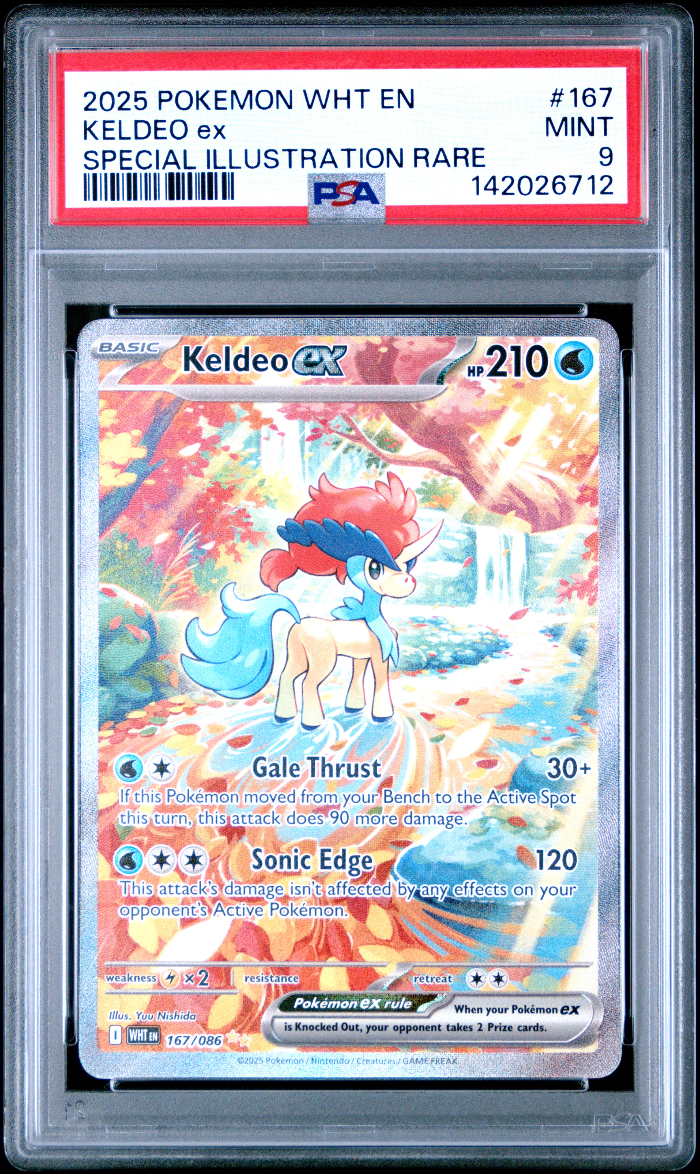2025 #167 Keldeo EX PSA 9 Wht EN-White Flare Pokemon