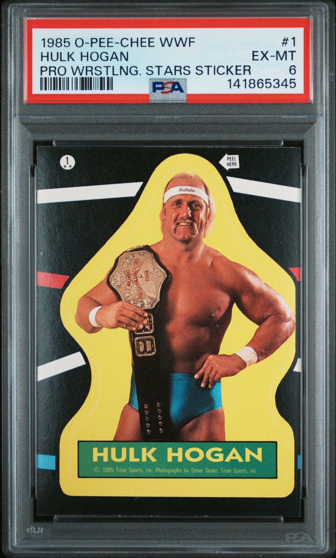 1985 Upper Deck O-PEE-CHEE WWF PRO WRESTLING STARS STICKER PRO WRSTLNG. STARS STICKER #1 Hulk Hogan front