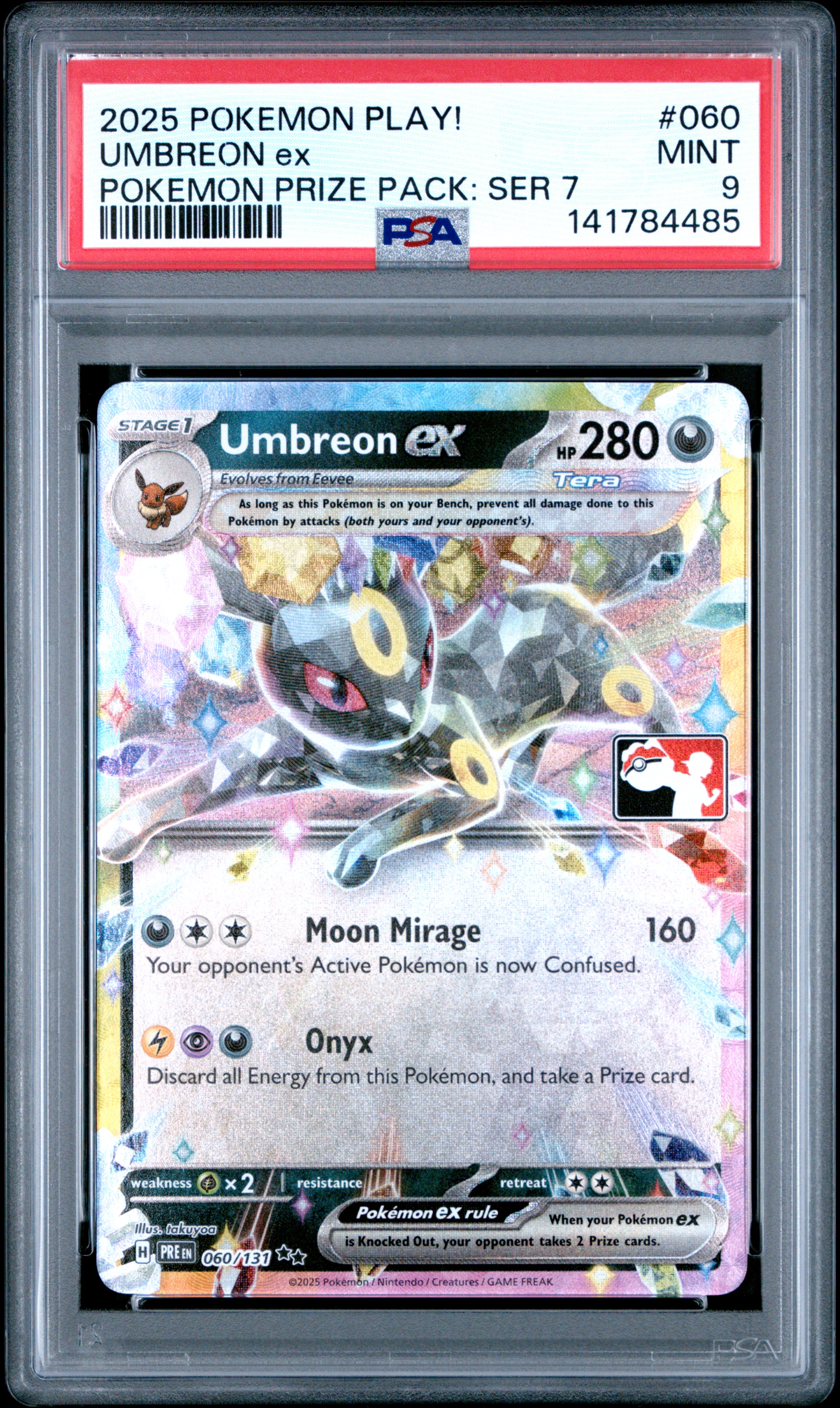 2025 #060 Umbreon EX PSA 9 Play! Prize Pack: Series 7 Pokemon