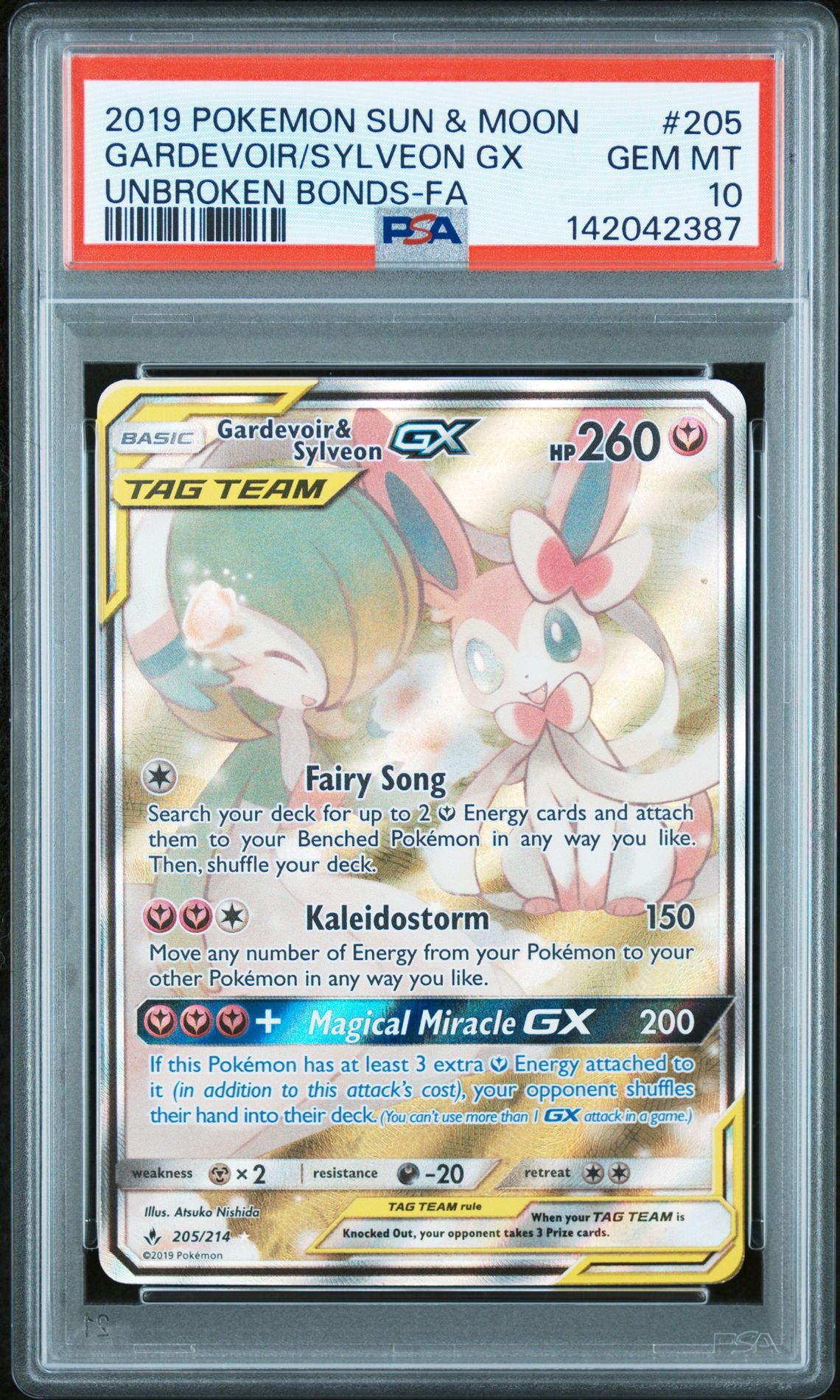 2019 Pokemon POKEMON SUN & MOON UNBROKEN BONDS UNBROKEN BONDS-FA #205 Gardevoir/Sylveon Gx front