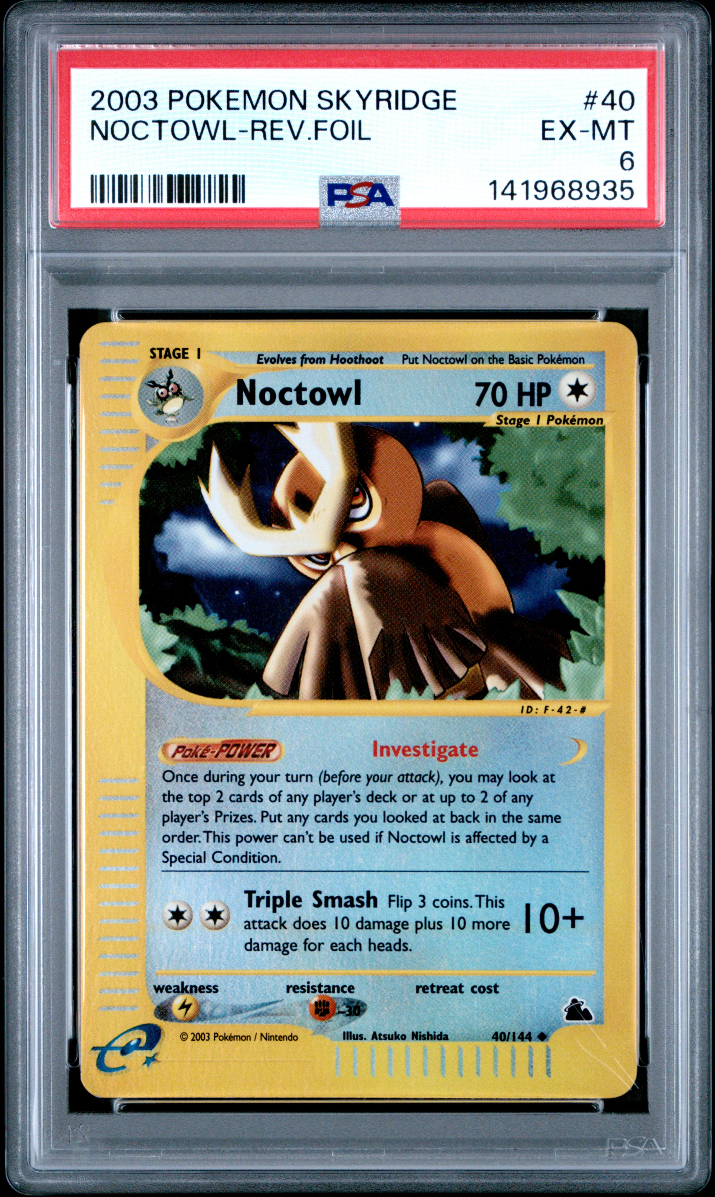 2003 #40 Noctowl-Reverse Foil PSA 6 Skyridge Pokemon