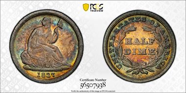 1837 H10C Seated, Small Date AU53