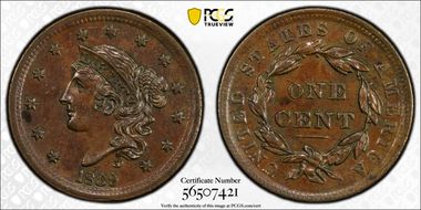 1839 1C N-4, Silly Head AU58BN