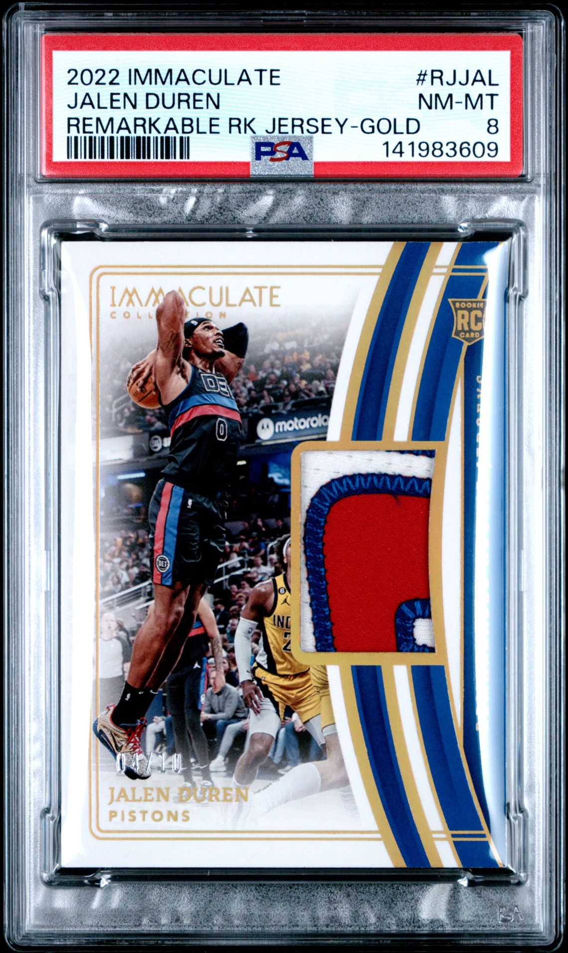2022 Panini Panini Immaculate Collection Remarkable Rookie Jerseys #RJJAL Jalen Duren front