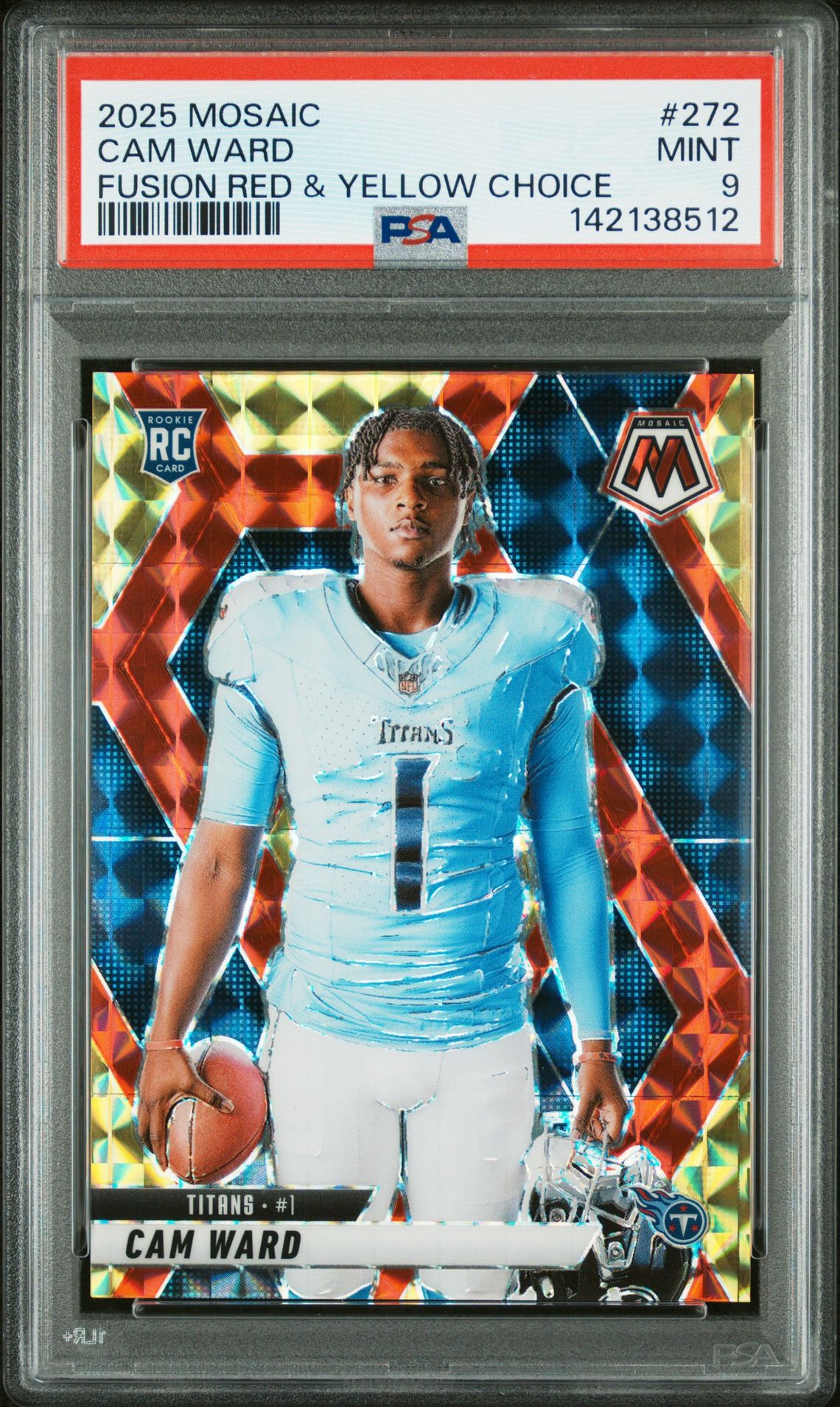 2025 Panini Mosaic Cam Ward #272 (Fusion Red & Yellow Choice) Mint 9 front