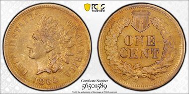 1864 1C L on Ribbon N1BN