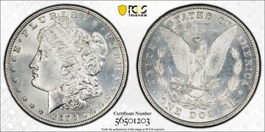 1878 8TF $1 VAM 18, Doubled Date N1