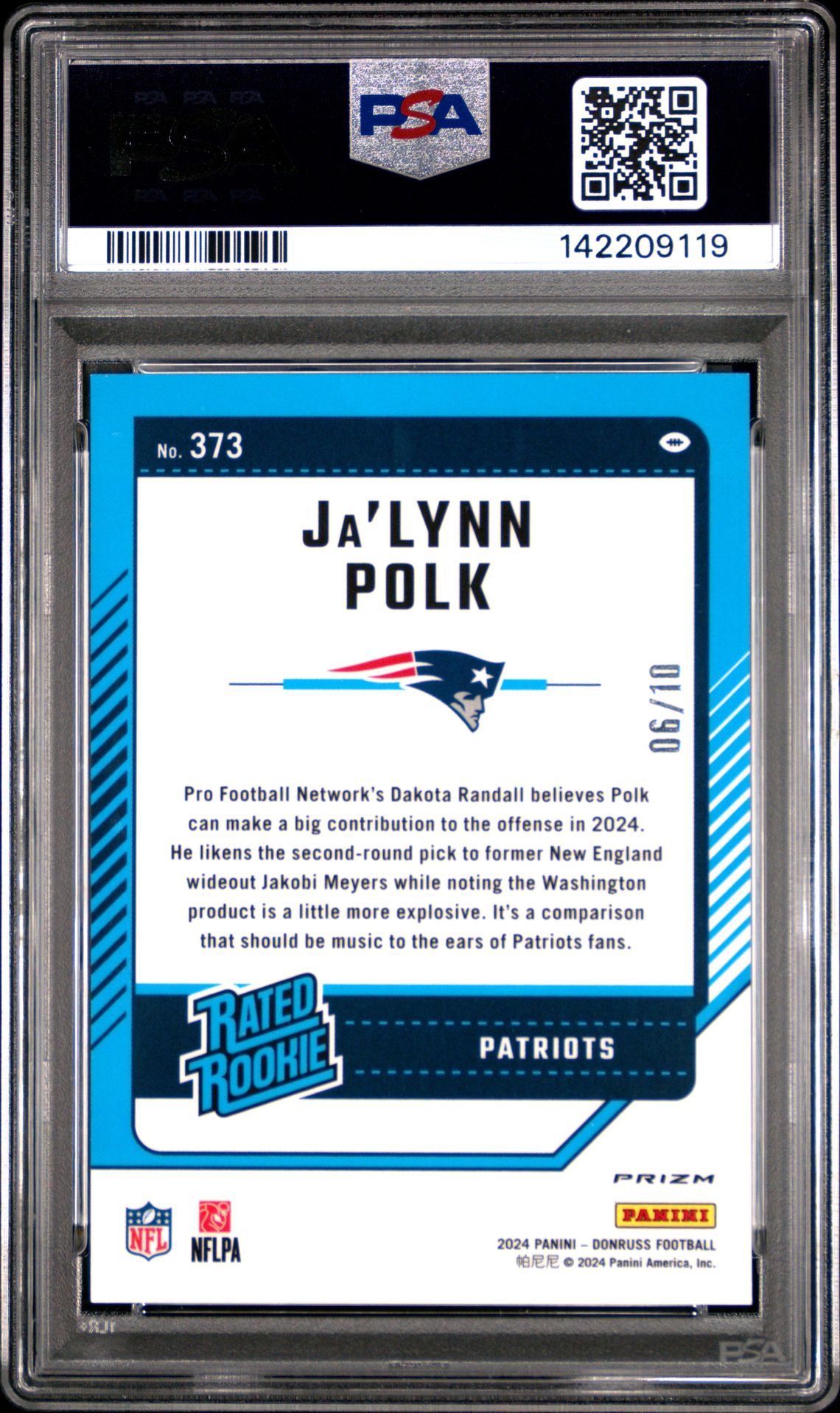 2024 Panini Donruss Ja'lynn Polk #373 (Optic Preview-Gold Ice) Mint 9 back