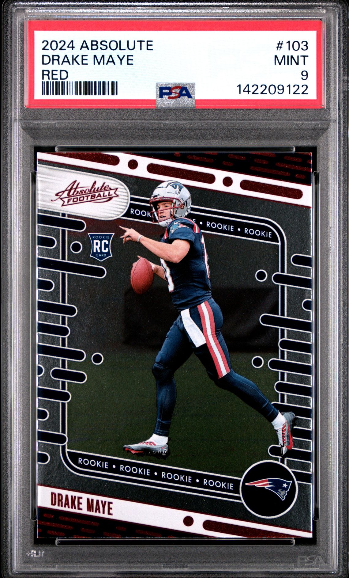 2024 Panini Absolute Drake Maye #103 (Red) Mint 9 front