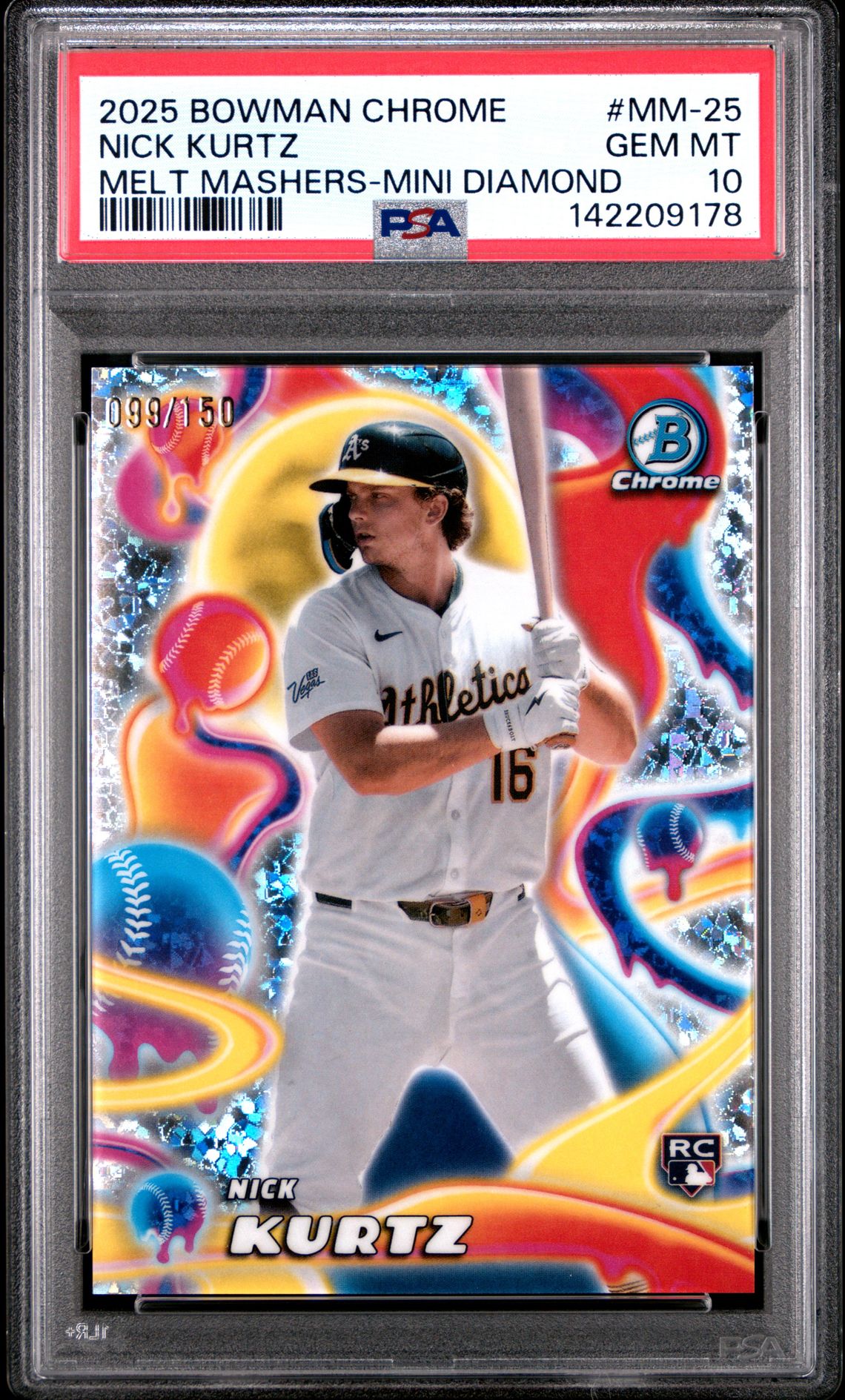 2025 Bowman Chrome Melt Mashers Nick Kurtz #Mm-25 (Melt Mashers-Mini Diamond) Gem Mt 10 front