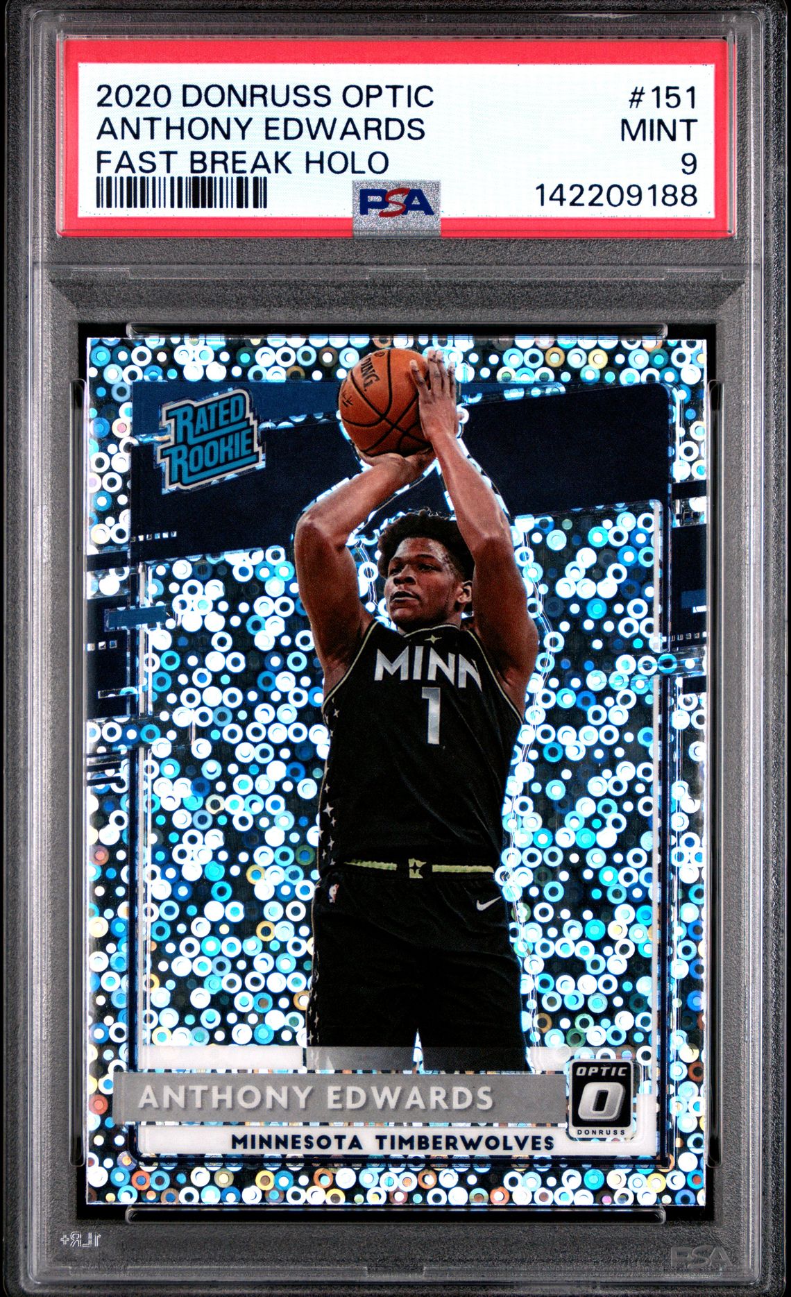 2020 Panini Donruss Optic Anthony Edwards #151 (Fast Break Holo) Mint 9 front