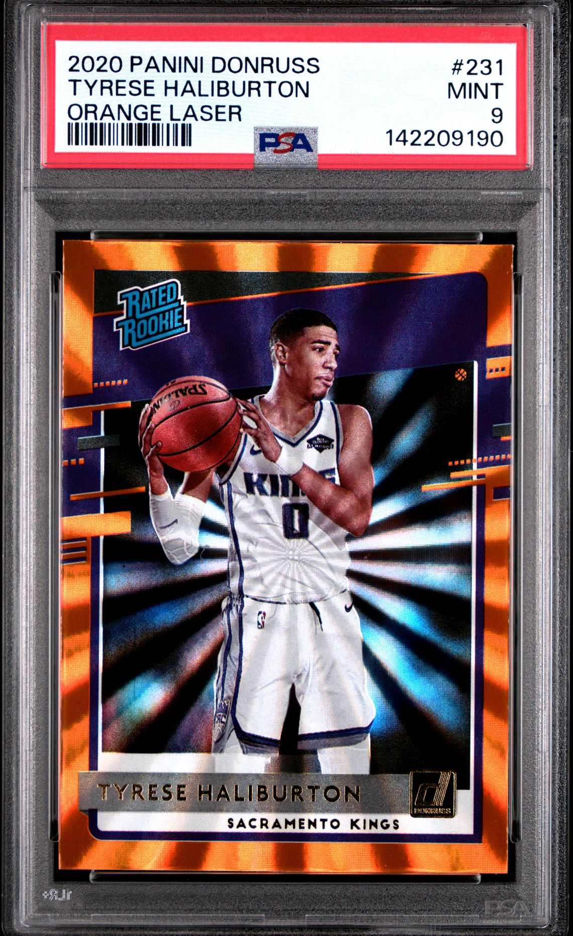 2020 Panini Donruss Tyrese Haliburton #231 (Orange Laser) Mint 9 front