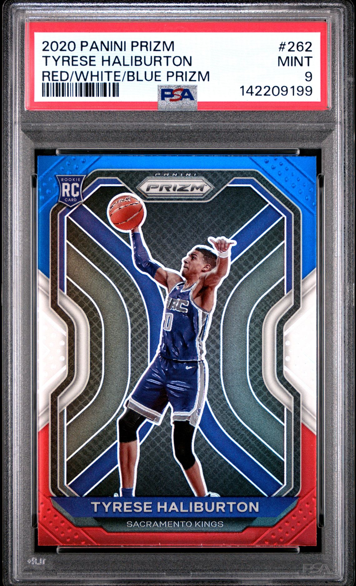 2020 Panini Prizm Tyrese Haliburton #262 (Red/White/Blue Prizm) Mint 9 front
