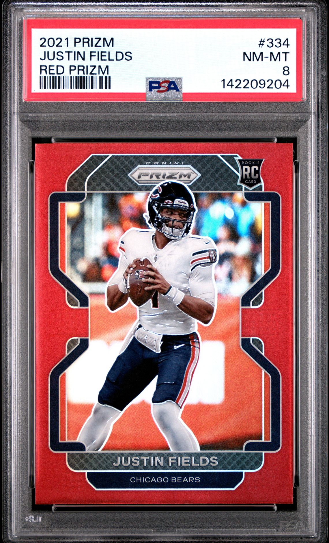 2021 Panini Prizm Justin Fields #334 (Red Prizm) Nm-Mt 8 front