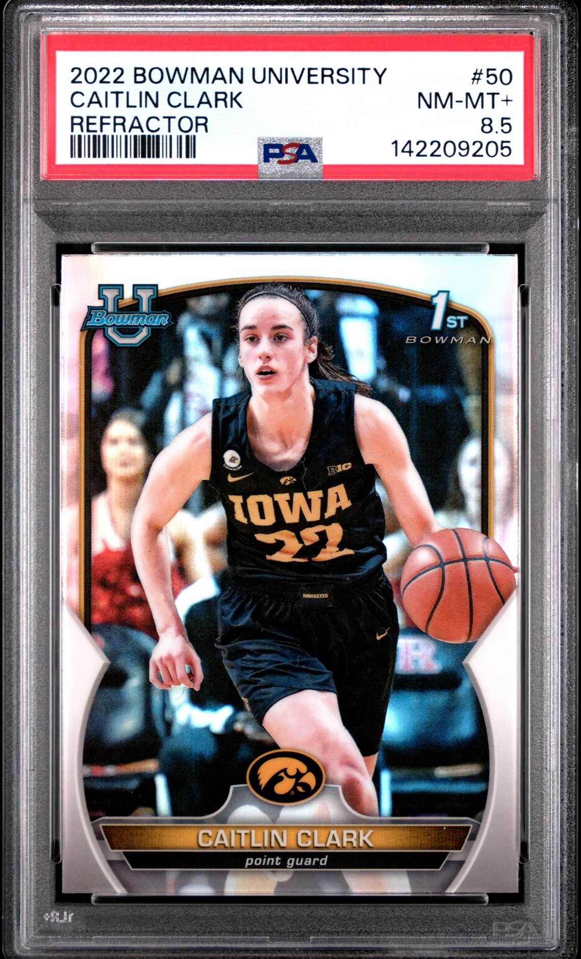2022 Bowman Chrome University Caitlin Clark #50 (Refractor) Nm-Mt+ 8.5 front