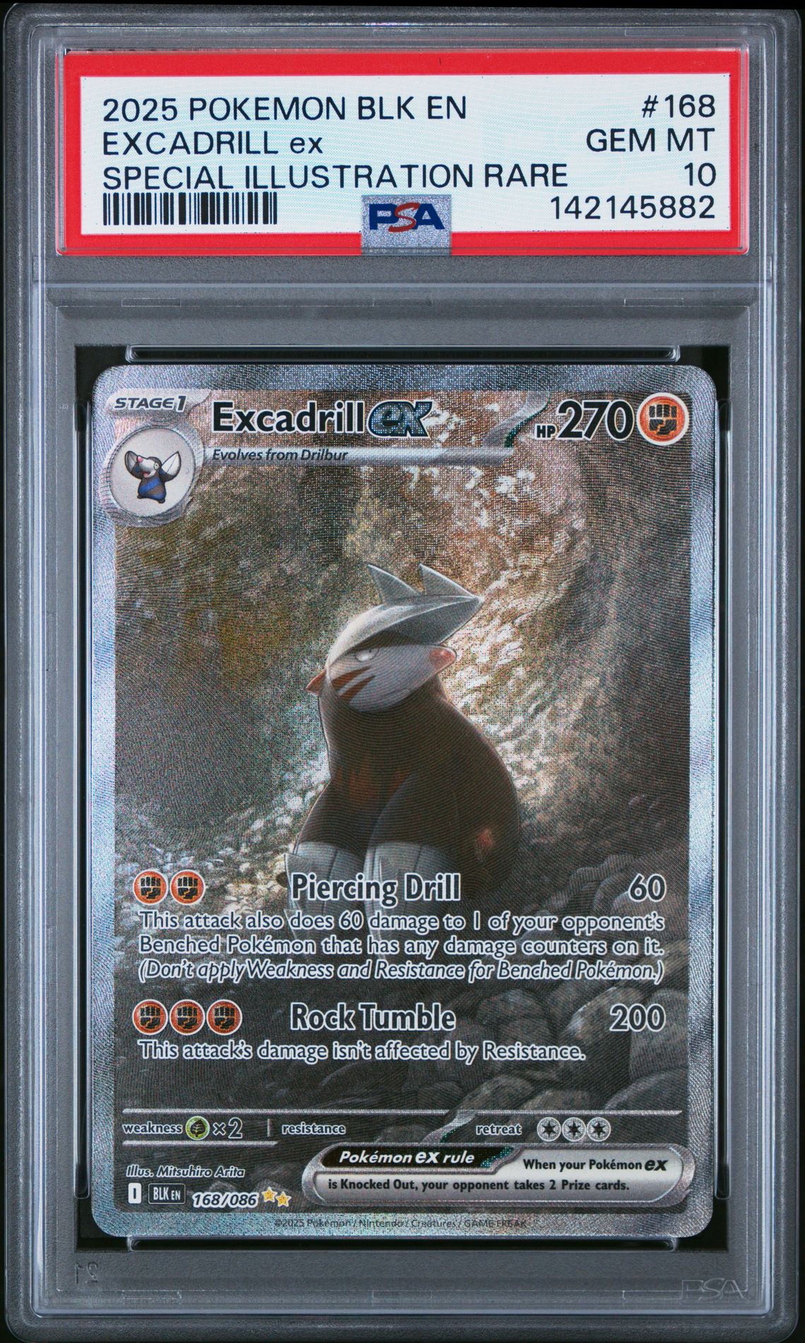 2025 Pokemon Blk En-Black Bolt Excadrill Ex #168 (Special Illustration Rare) Gem Mt 10 front