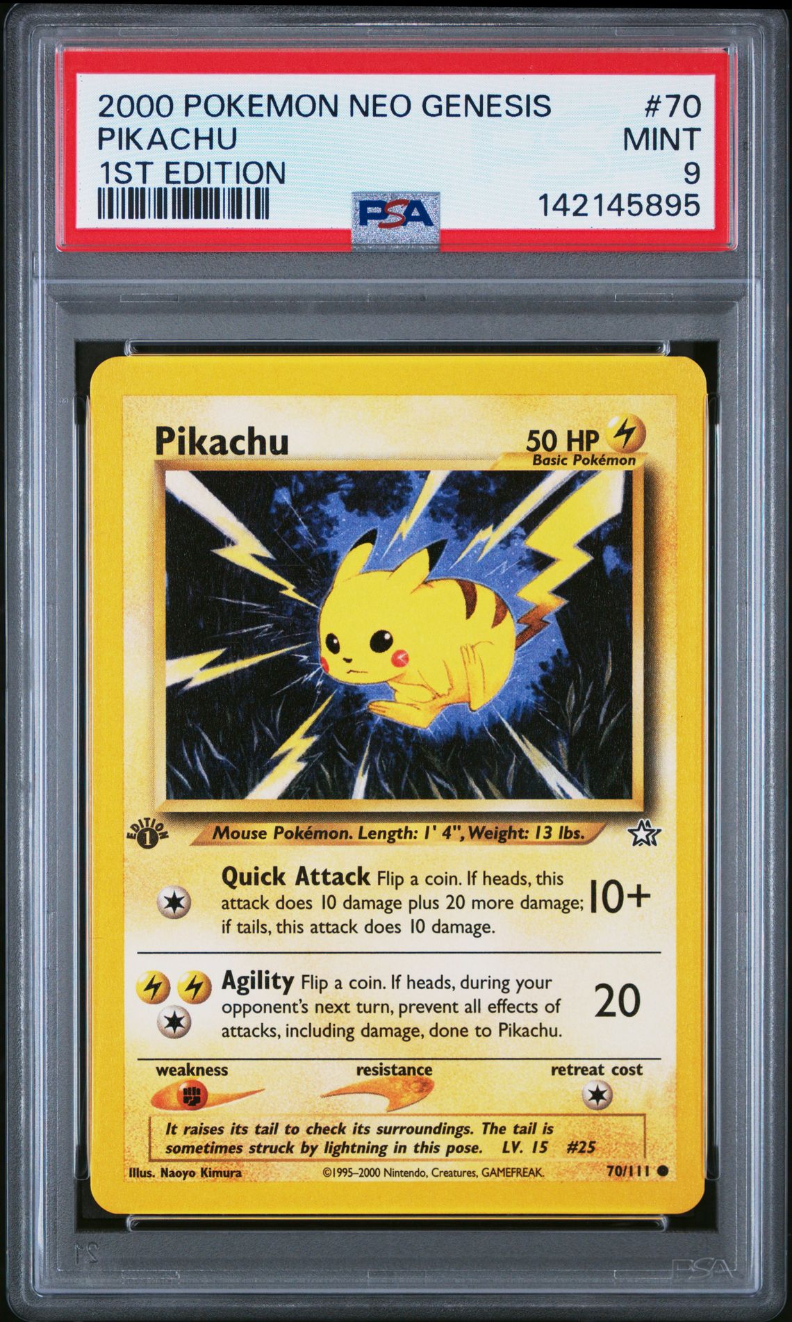 2000 Pokemon Neo Genesis 1St Edition Pikachu #70 (1St Edition) Mint 9 front