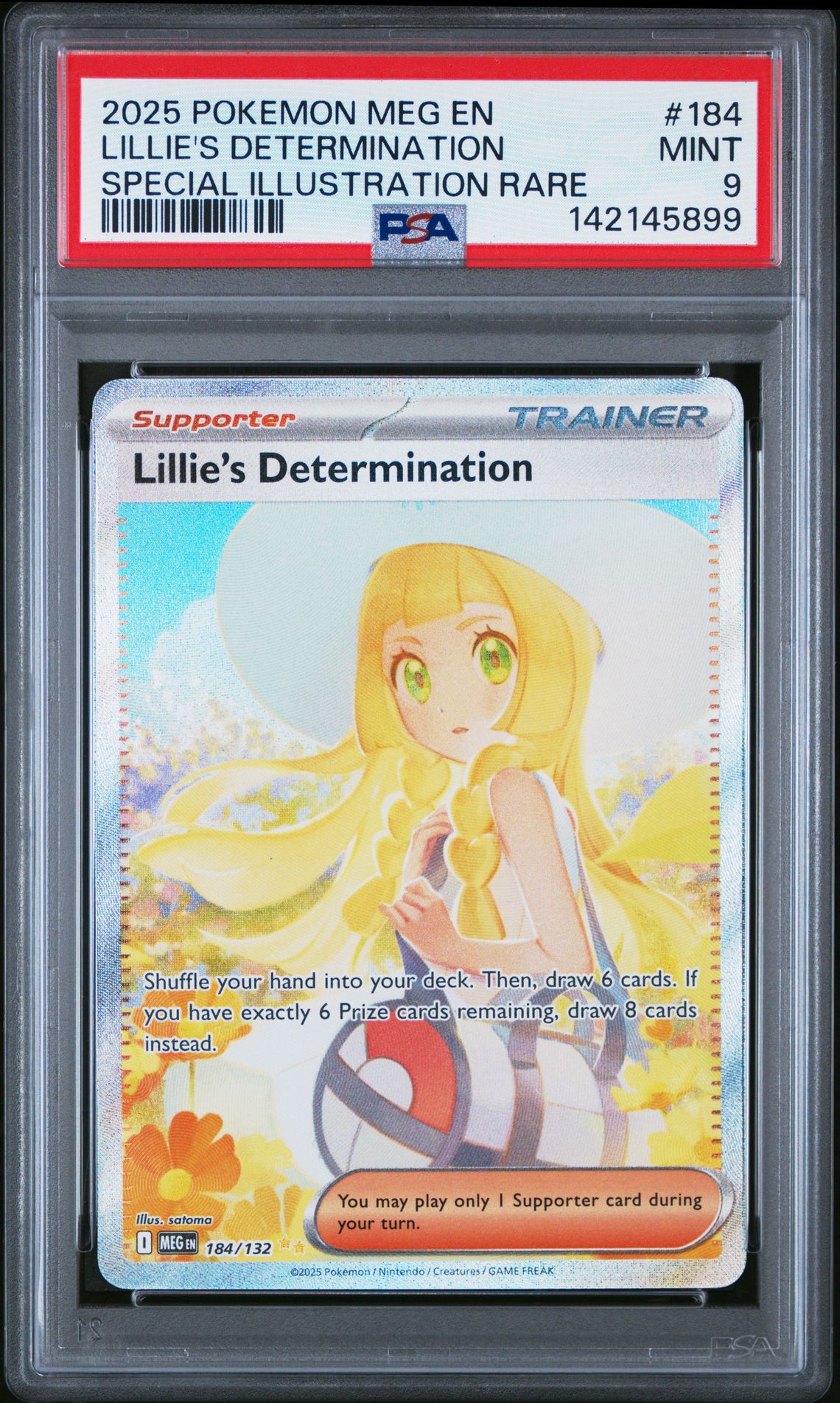 2025 Pokemon Meg En-Mega Evolution Lillie's Determination #184 (Special Illustration Rare) Mint 9 front