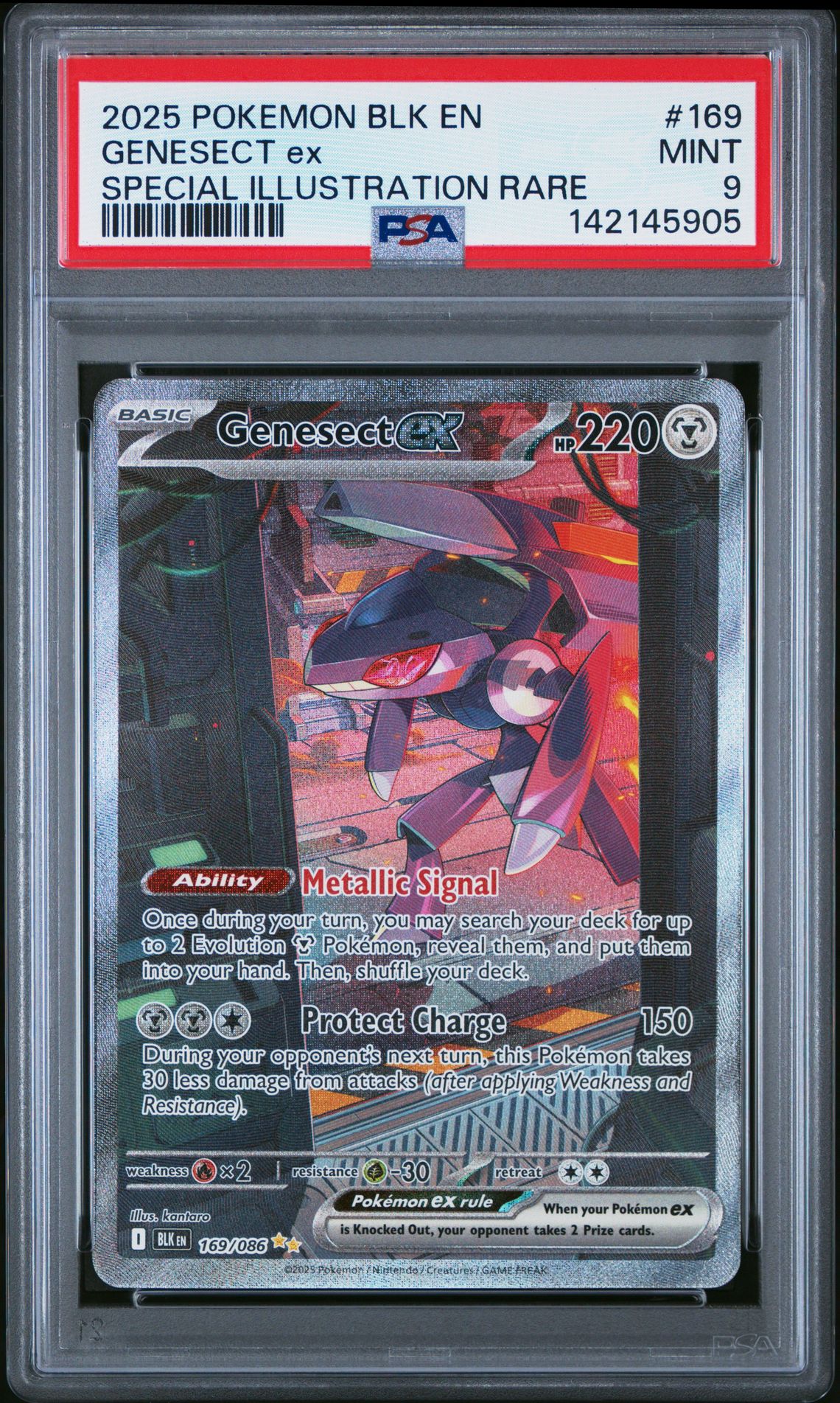 2025 Pokemon Blk En-Black Bolt Genesect Ex #169 (Special Illustration Rare) Mint 9 front