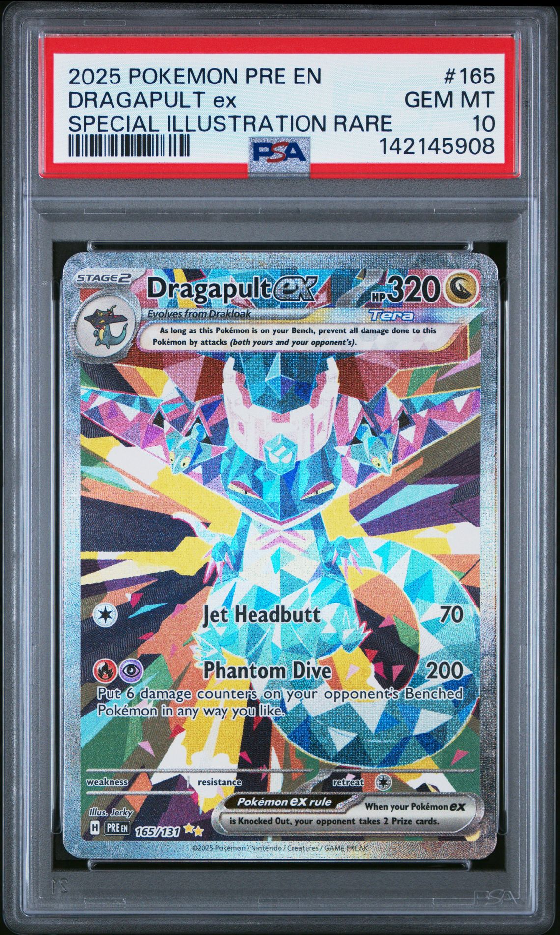 2025 Pokemon Pre En-Prismatic Evolutions Dragapult Ex #165 (Special Illustration Rare) Gem Mt 10 front