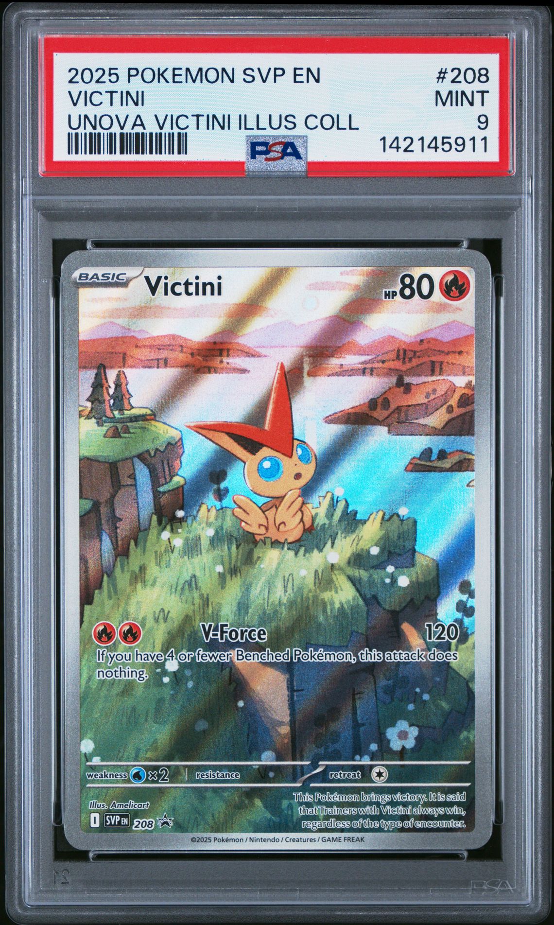 2025 Pokemon Svp En-Sv Black Star Promo Victini #208 (Unova Victini Illus Coll) Mint 9 front