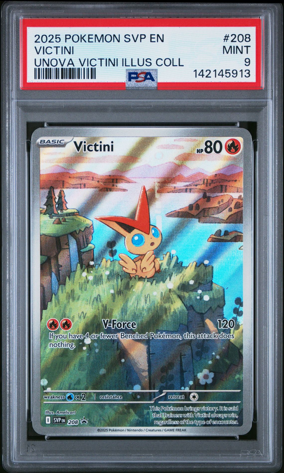 2025 Pokemon Svp En-Sv Black Star Promo Victini #208 (Unova Victini Illus Coll) Mint 9 front
