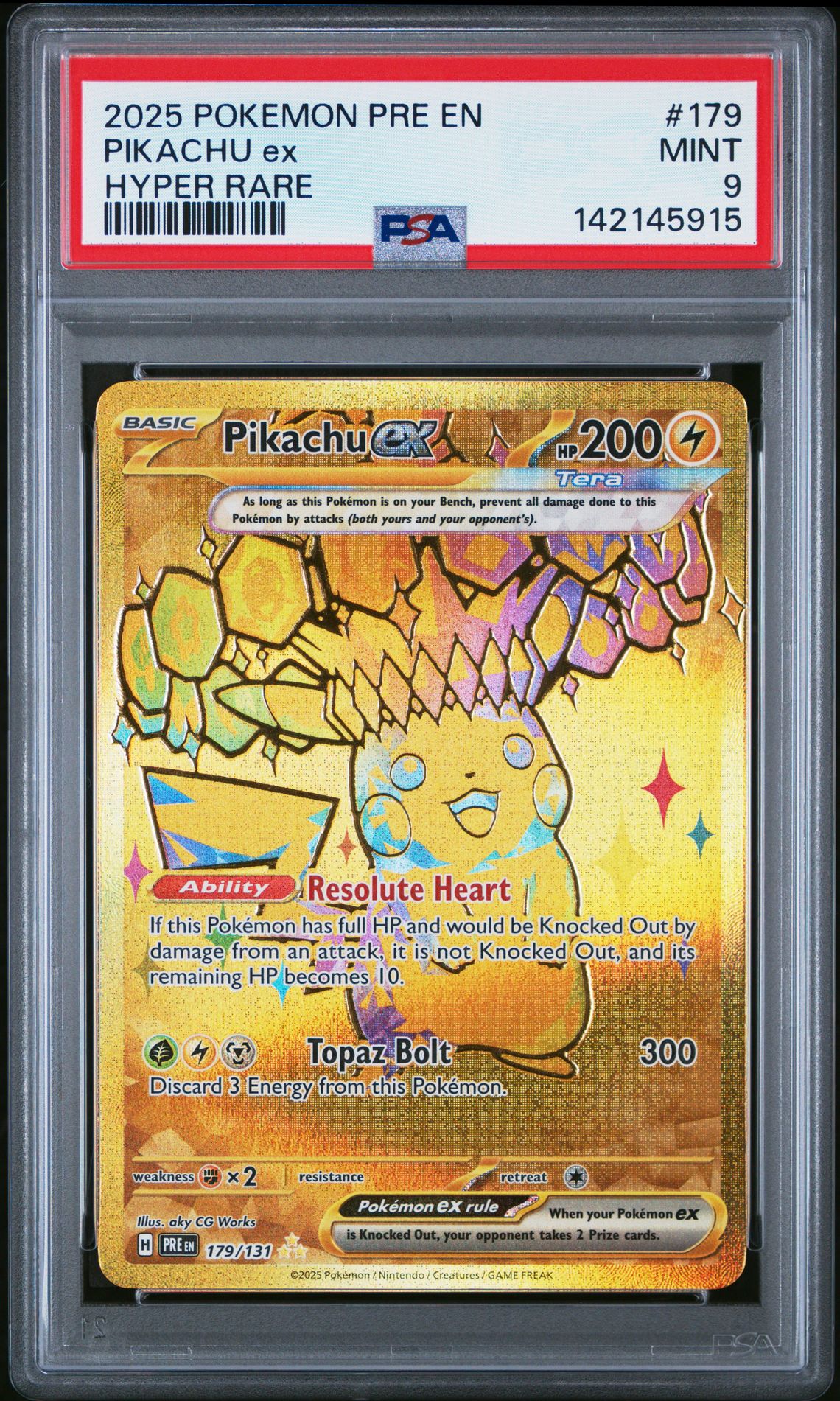 2025 Pokemon Pre En-Prismatic Evolutions Pikachu Ex #179 (Hyper Rare) Mint 9 front