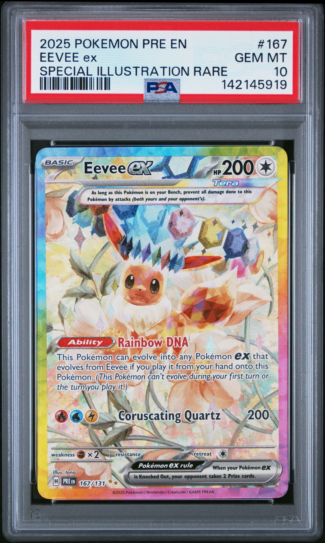 2025 Pokemon Pre En-Prismatic Evolutions Eevee Ex #167 (Special Illustration Rare) Gem Mt 10 front