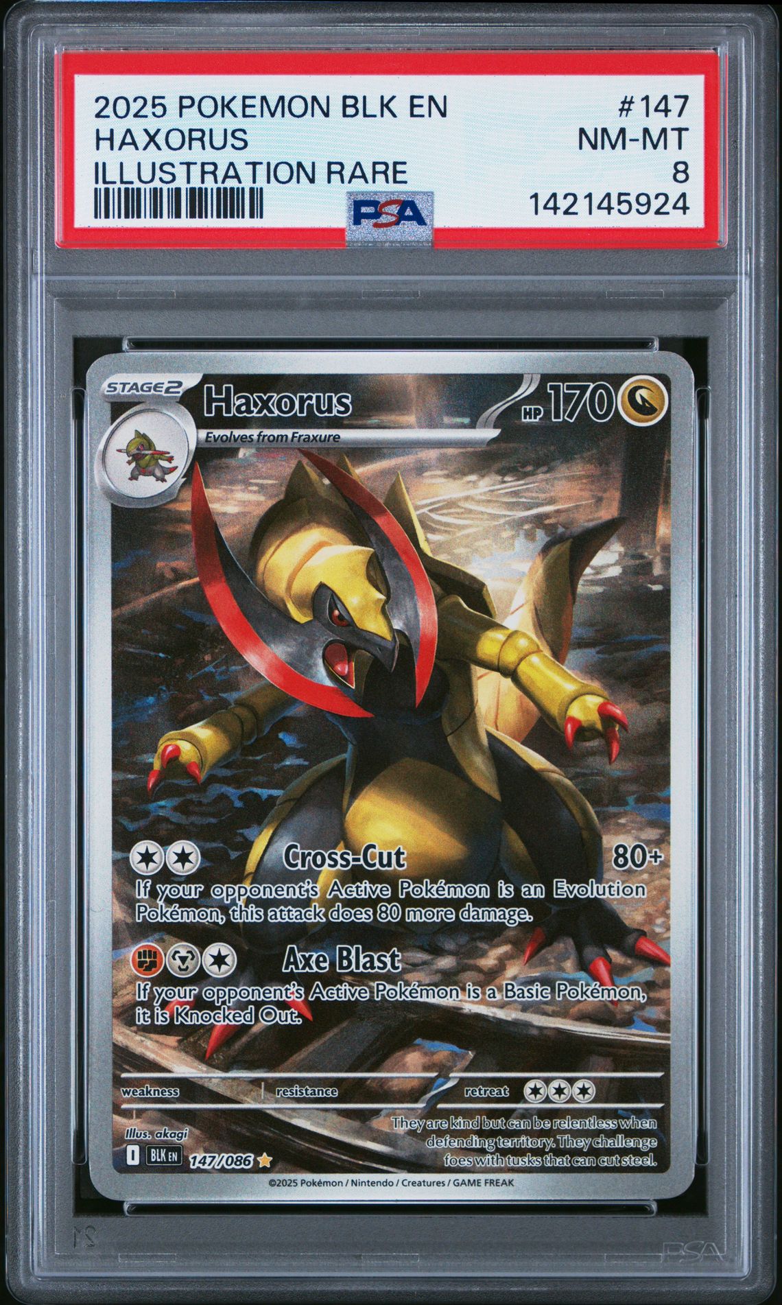 2025 Pokemon Blk En-Black Bolt Haxorus #147 (Illustration Rare) Nm-Mt 8 front