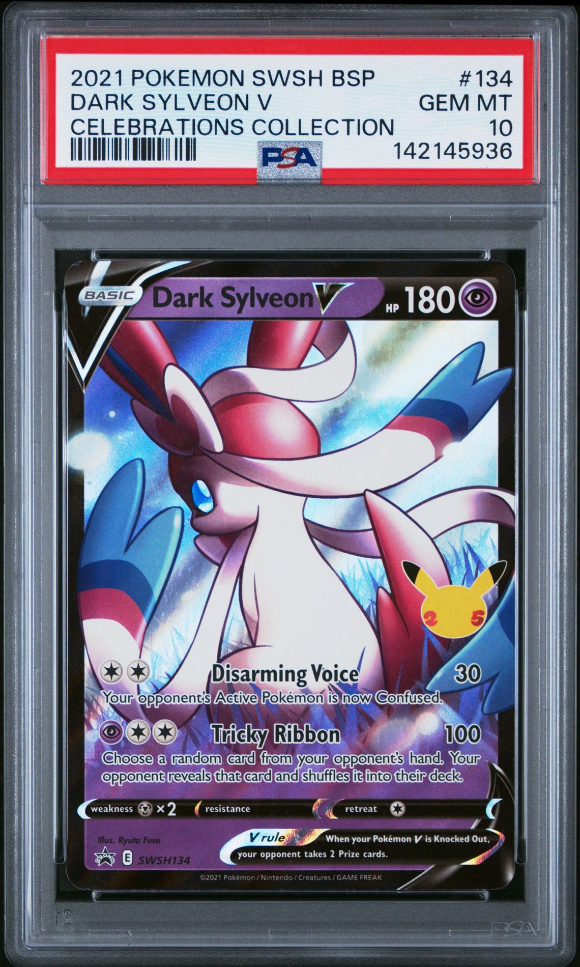 2021 Pokemon Swsh Black Star Promo Dark Sylveon V #134 (Celebrations Collection) Gem Mt 10 front