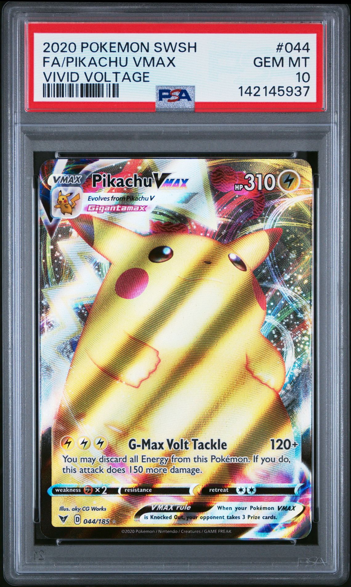 2020 Pokemon Sword & Shield Vivid Voltage Fa/Pikachu Vmax #044 (Vivid Voltage) Gem Mt 10 front