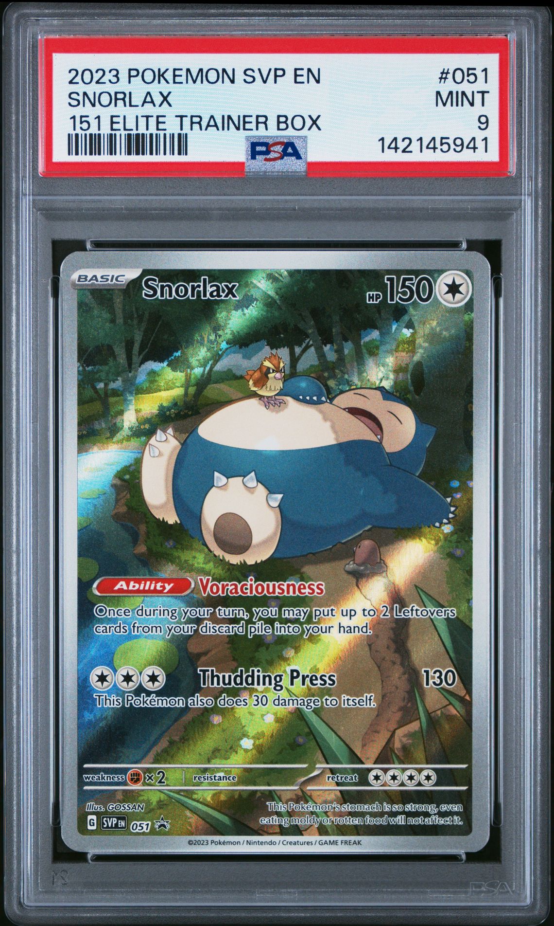 2023 Pokemon Svp En-Sv Black Star Promo Snorlax #051 (151 Elite Trainer Box) Mint 9 front