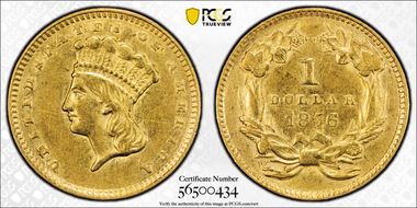 1856 G$1 Slanted 5 AU50