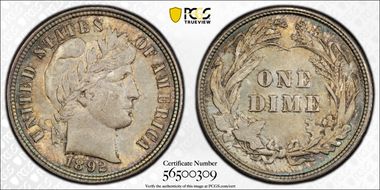 1892 10C MS64