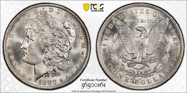 1883-O $1 VAM 36A, Partial E Rev MS64