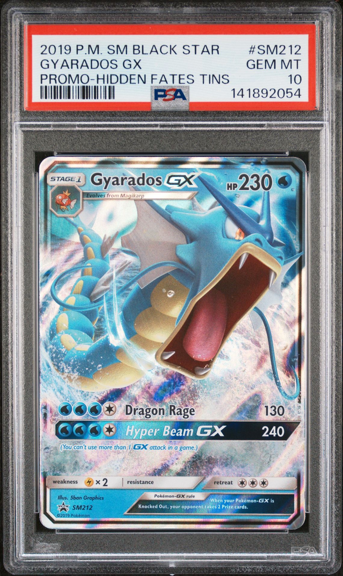 2019 Pokemon Hidden Fates Promohiddenfatestins Pa PROMO-HIDDEN FATES TINS #SM212 Gyarados GX front