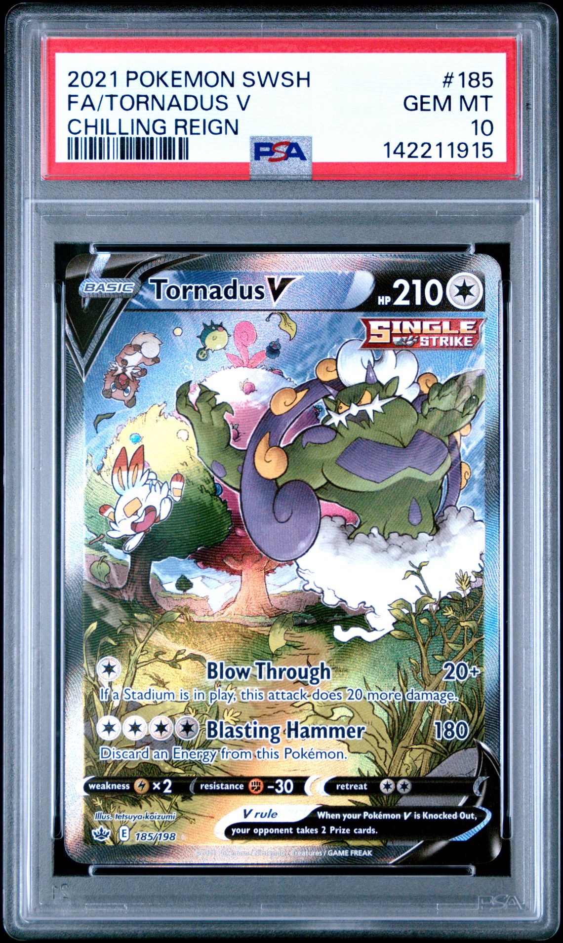 2021 Pokemon POKEMON SWORD & SHIELD CHILLING REIGN #185 Fa/Tornadus V front