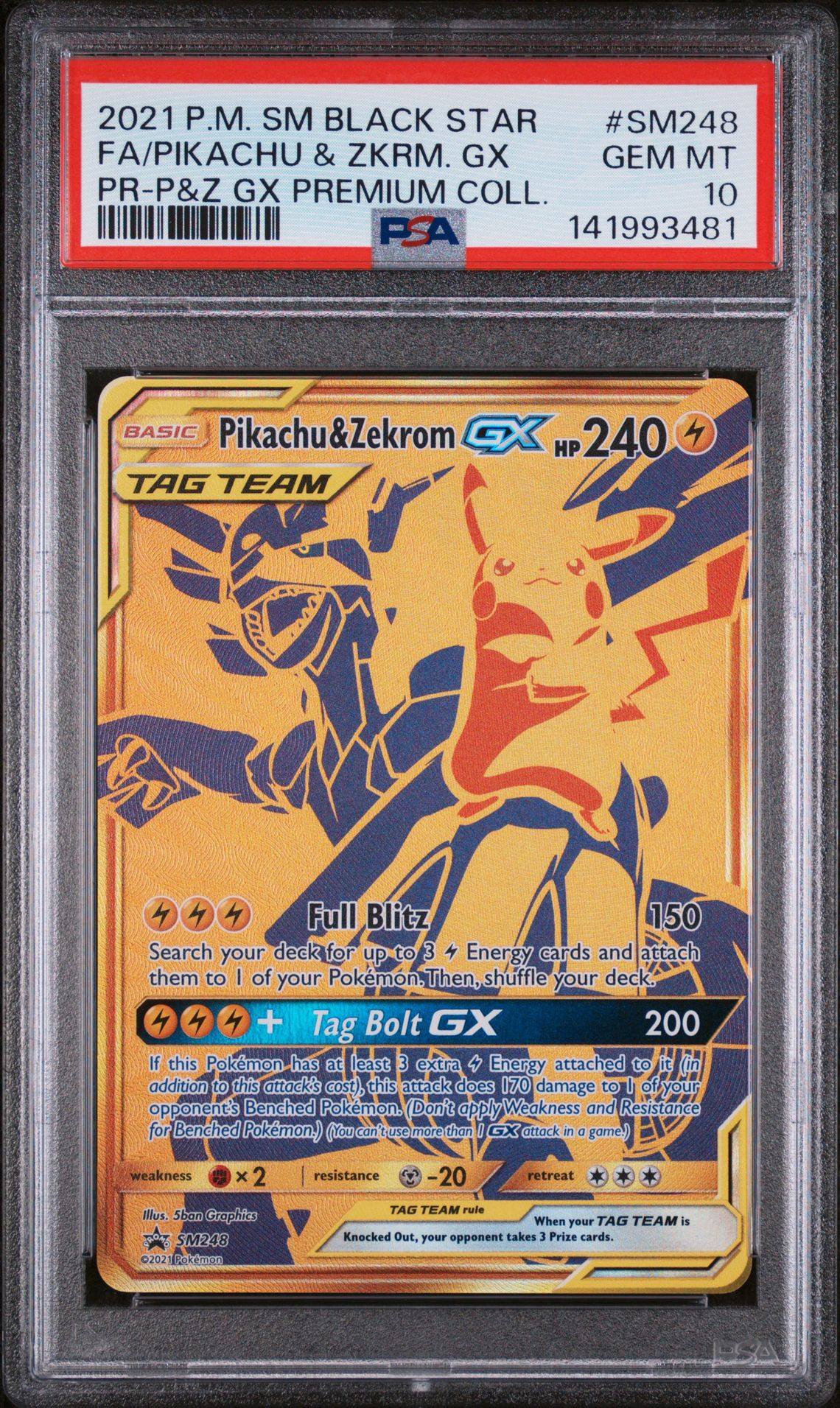 2021 Pokemon POKEMON SM BLACK STAR PROMO PR-P&Z GX PREMIUM COLL. #SM248 Fa/Pikachu & Zkrm. Gx front