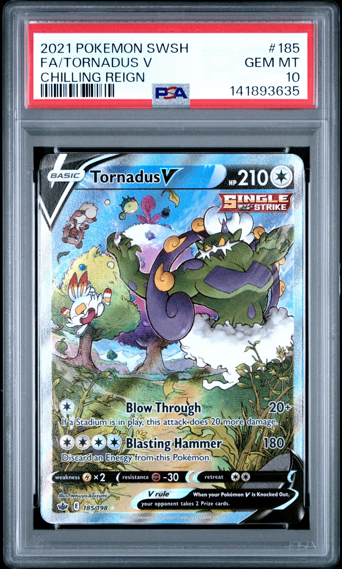 2021 Pokemon POKEMON SWORD & SHIELD CHILLING REIGN #185 Fa/Tornadus V front