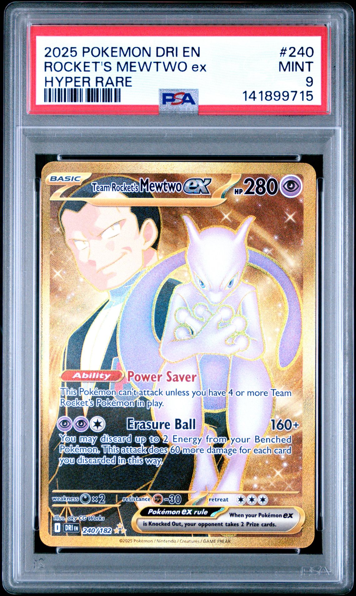 2025 Pokemon POKEMON DRI EN-DESTINED RIVALS HYPER RARE #240 Rocket's Mewtwo EX front