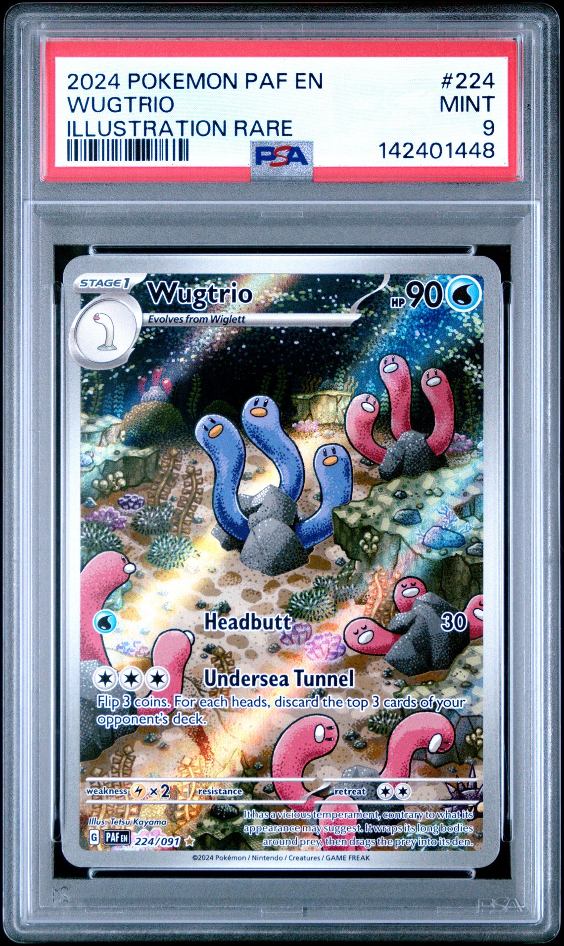 2024 Pokemon POKEMON PAF EN-PALDEAN FATES ILLUSTRATION RARE #224 Wugtrio front