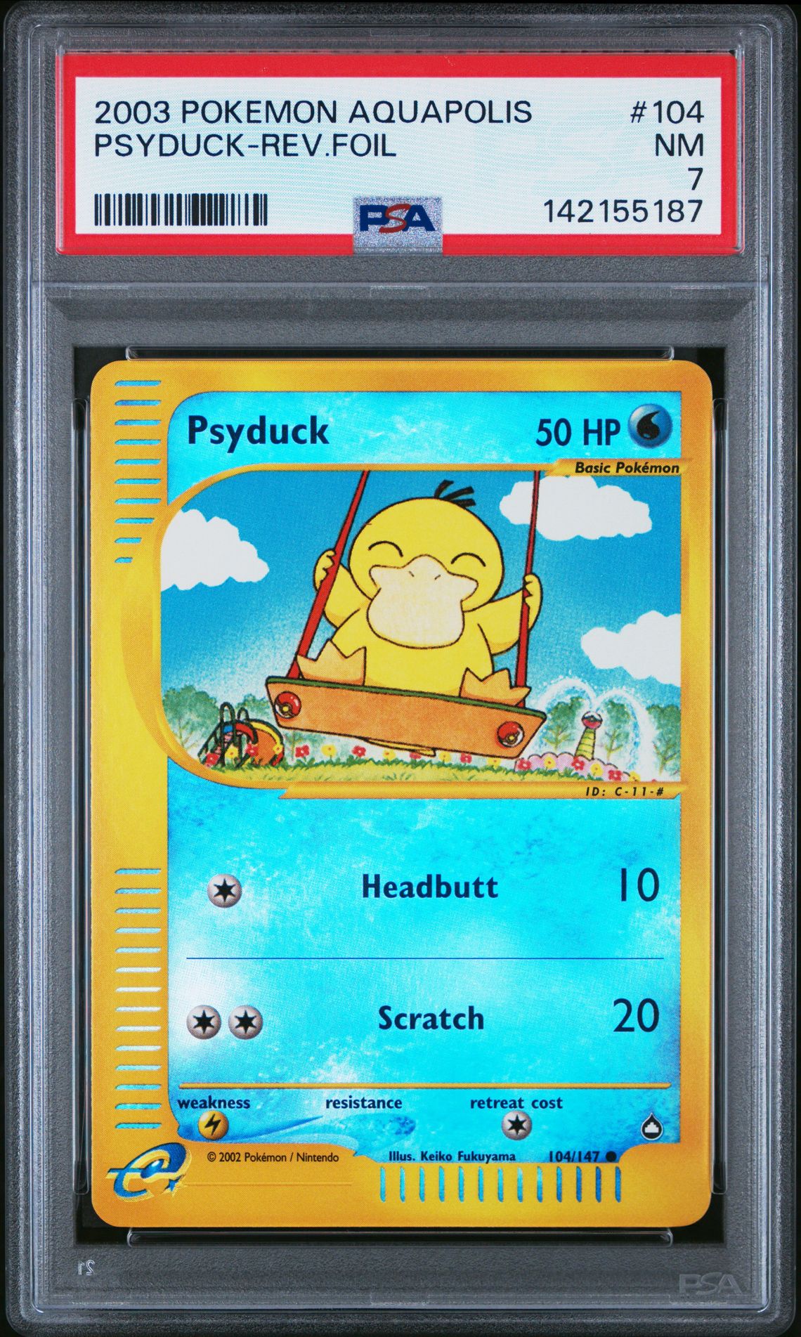 2003 Pokemon POKEMON AQUAPOLIS Reverse Holo #104 Psyduck-Rev.Foil front