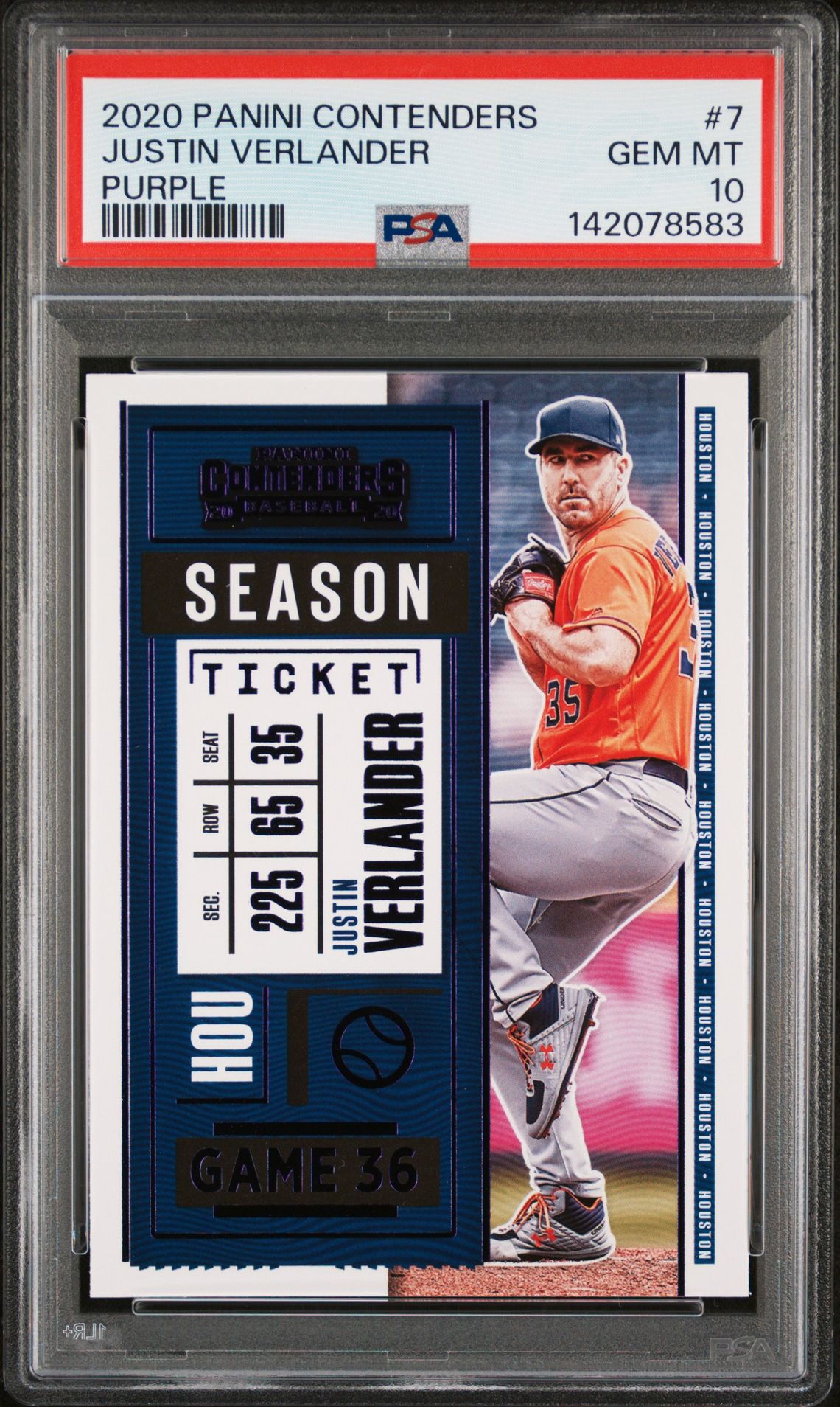 2020 Panini PANINI CONTENDERS PURPLE #7 Justin Verlander front