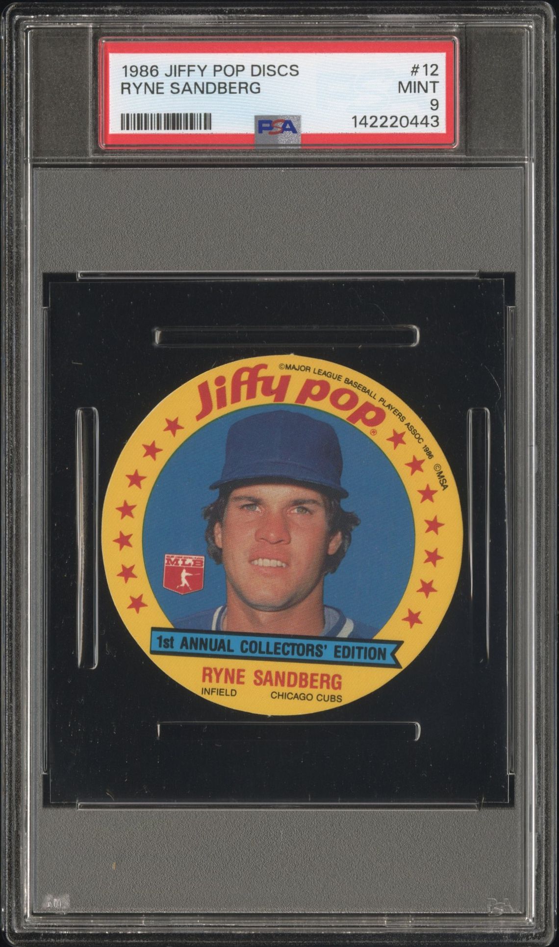 1986 JIFFY POP DISCS #12 Ryne Sandberg front