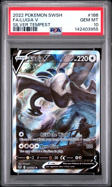 2022 POKEMON SWORD & SHIELD SILVER TEMPEST #186 FA/LUGIA V SILVER TEMPEST (PSA 10) (PSA 10) – 142403955